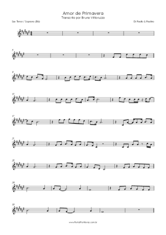 Di Paullo e Paulino Amor De Primavera score for Tenor Saxophone Soprano (Bb)