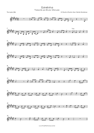 Di Paullo & Paulino feat. Marília Mendonça Estrelinha score for Trumpet