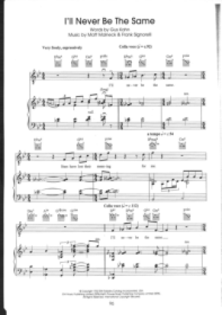 Diana Krall Ill Never Be The Same score for Piano