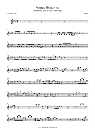Diana Porque Brigamos score for Clarinet (Bb)