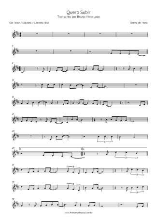 Diante do Trono Quero Subir score for Tenor Saxophone Soprano (Bb)