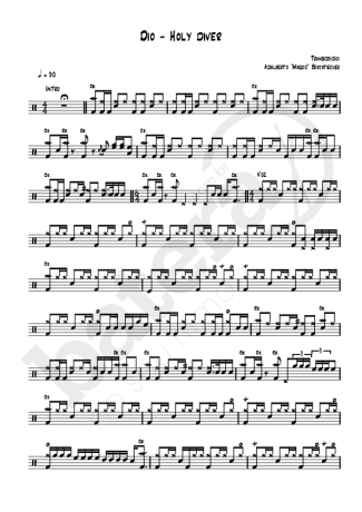 Dio Holy Diver score for Drums