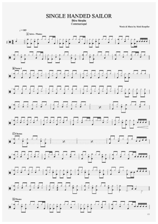 Dire Straits Single Handed Sailor score for Drums