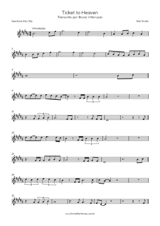 Dire Straits Ticket To Heaven score for Alto Saxophone