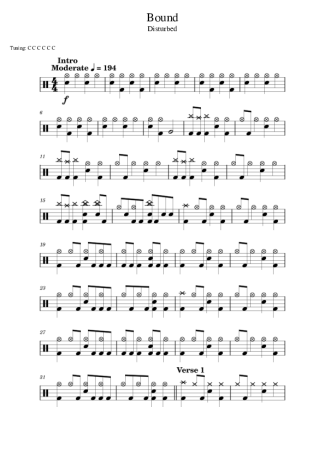 Disturbed Bound score for Drums