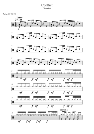 Disturbed Conflict score for Drums