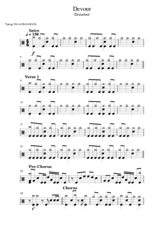 Disturbed Devour score for Drums
