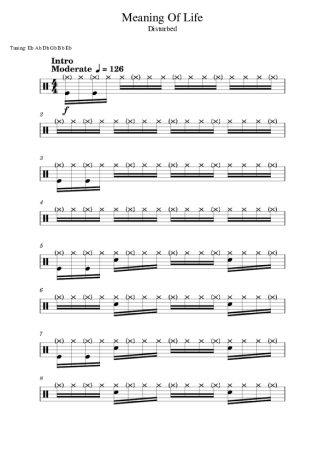 Disturbed Meaning Of Life score for Drums