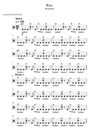 Disturbed Rise score for Drums