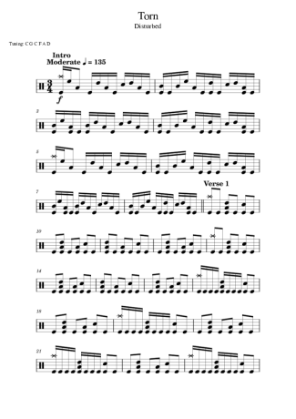 Disturbed Torn score for Drums