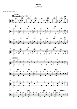 Disturbed Want score for Drums