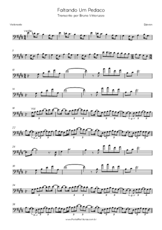 Djavan Faltando Um Pedaco score for Cello