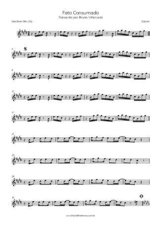 Djavan Fato Consumado score for Alto Saxophone