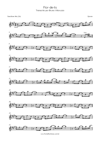 Djavan Flor De Lis score for Alto Saxophone