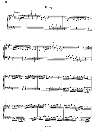 Domenico Scarlatti Keyboard Sonata In A Major K.39 score for Piano