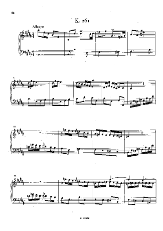 Domenico Scarlatti Keyboard Sonata In B Major K.261 score for Piano