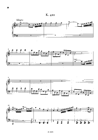 Domenico Scarlatti Keyboard Sonata In C Major K.422 score for Piano