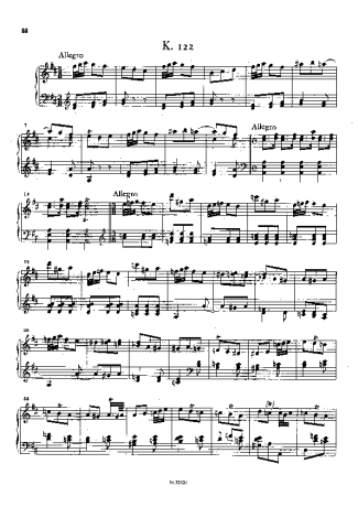 Domenico Scarlatti Keyboard Sonata In D Major K.122 score for Piano