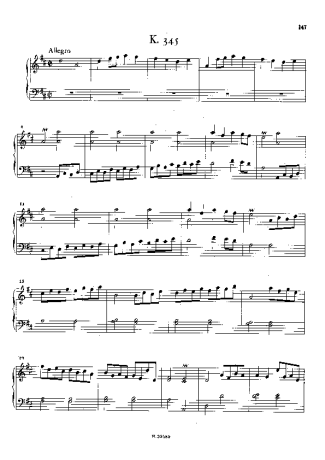 Domenico Scarlatti Keyboard Sonata In D Major K.345 score for Piano