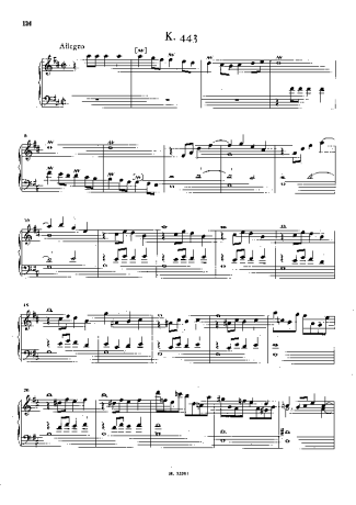 Domenico Scarlatti Keyboard Sonata In D Major K.443 score for Piano