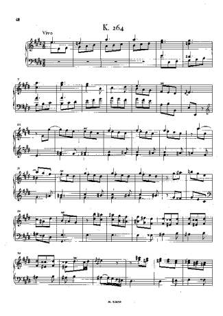 Domenico Scarlatti Keyboard Sonata In E Major K.264 score for Piano