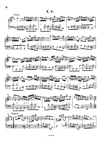 Domenico Scarlatti Keyboard Sonata In E Minor K.81 score for Piano
