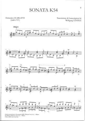 Domenico Scarlatti Sonata K54 score for Acoustic Guitar