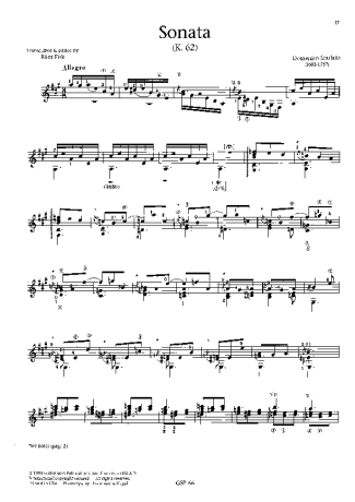 Domenico Scarlatti Sonata K62 score for Acoustic Guitar