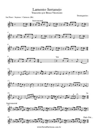 Dominguinhos Lamento Sertanejo score for Clarinet (Bb)