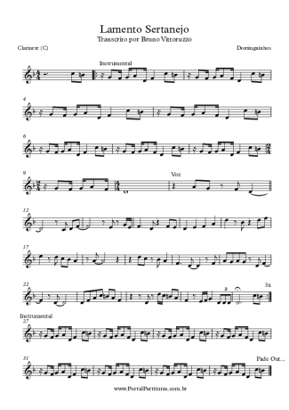 Dominguinhos Lamento Sertanejo score for Clarinet (C)