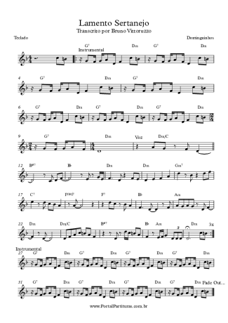 Dominguinhos Lamento Sertanejo score for Keyboard