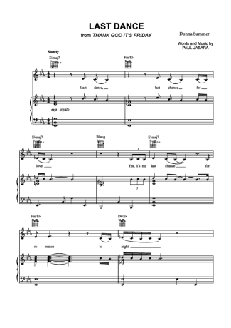 Donna Summer Last Dance score for Piano