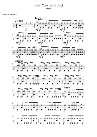 Dope Take Your Best Shot score for Drums