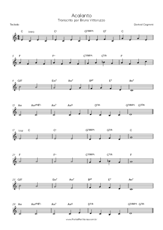 Dorival Caymmi Acalanto score for Keyboard