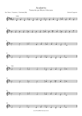 Dorival Caymmi Acalanto score for Tenor Saxophone Soprano (Bb)