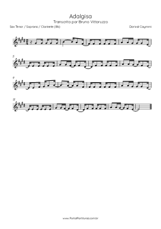 Dorival Caymmi Adalgisa score for Tenor Saxophone Soprano (Bb)