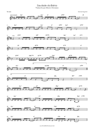 Dorival Caymmi Saudade Da Bahia score for Keyboard