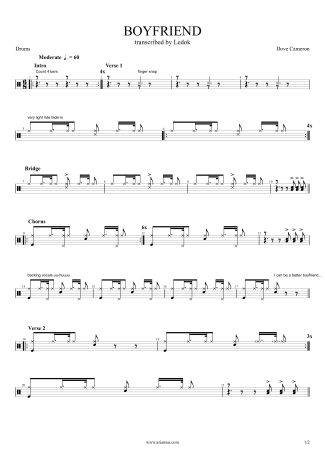 Dove Cameron Boyfriend score for Drums