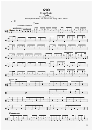 Dream Theater 6.00 score for Drums