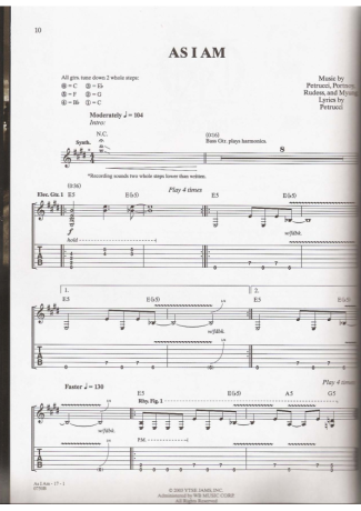 Dream Theater As I Am score for Guitar