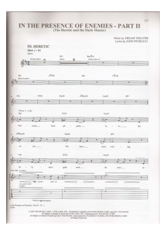 Dream Theater In The Presence Of Enemies score for Guitar