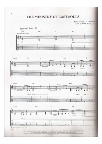 Dream Theater The Ministry Of Lost Souls score for Guitar