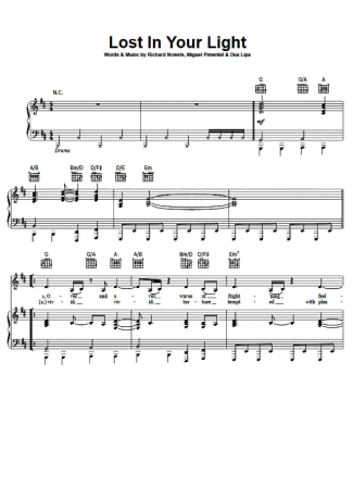 Dua Lipa Lost In Your Light score for Piano