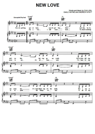 Dua Lipa New Love score for Piano