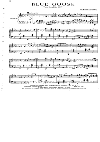 Duke Ellington Blue Goose score for Piano