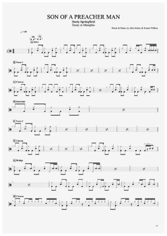 Dusty Springfield Son Of A Preacher Man score for Drums