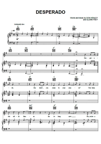 Eagles Desperado score for Piano