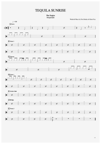 Eagles Tequila Sunrise score for Drums