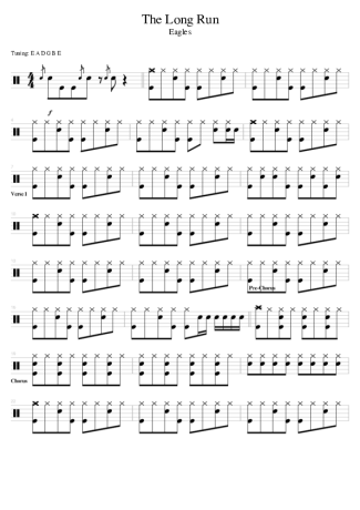 Eagles The Long Run score for Drums