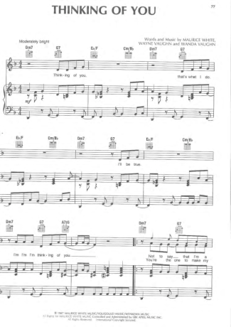 Earth Wind And Fire Thinking Of You score for Piano